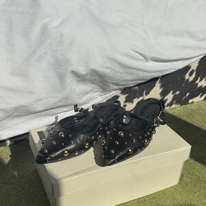 Abercrombie & Fitch Black Flats with Gold Studs